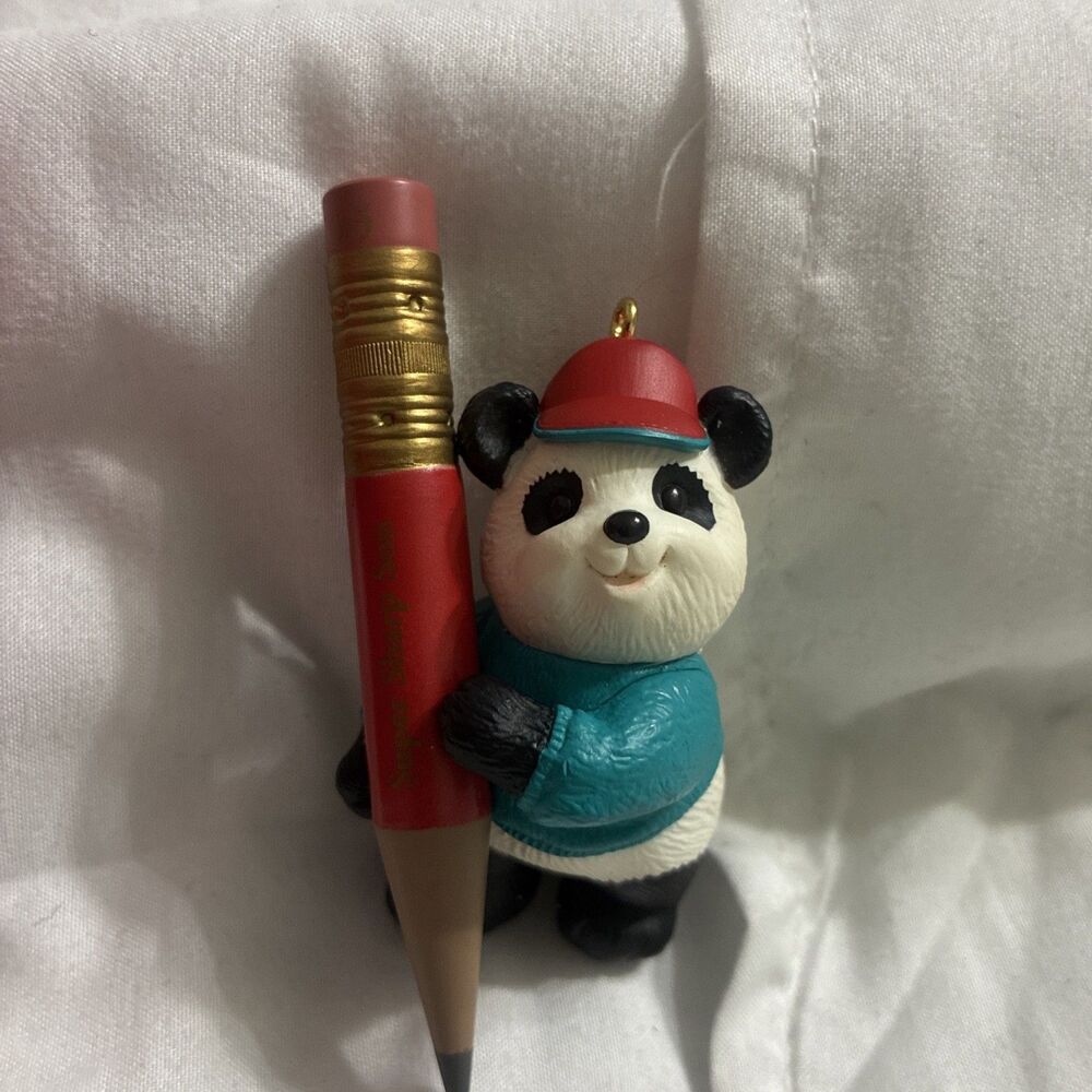 Hallmark Keepsake Ornament Son Panda Bear Pencil 1995 Vintage